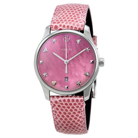 poshmark gucci watch pink face leather watchband|Gucci Pink Wristwatches for sale .